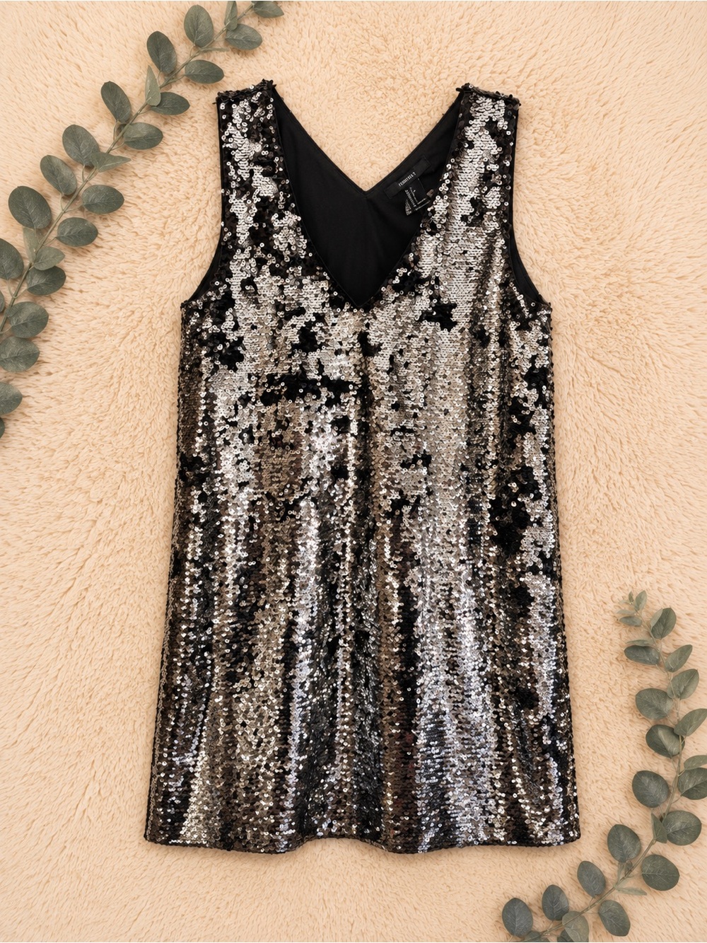 Forever 21 Black and Silver Sequin Mini Dress Party Club Small